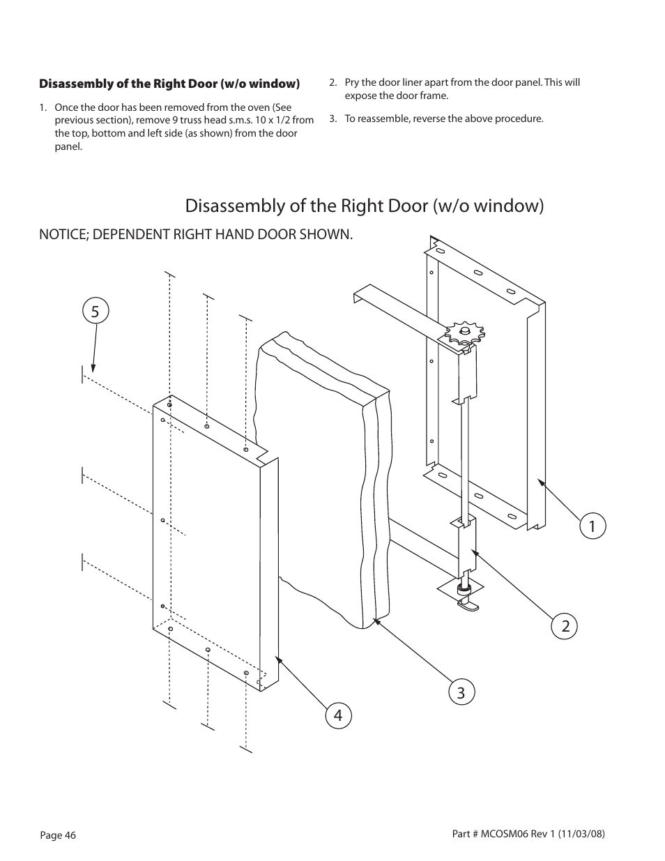 Disassembly of the right door (w/o window) | Garland 200 User Manual | Page 46 / 124