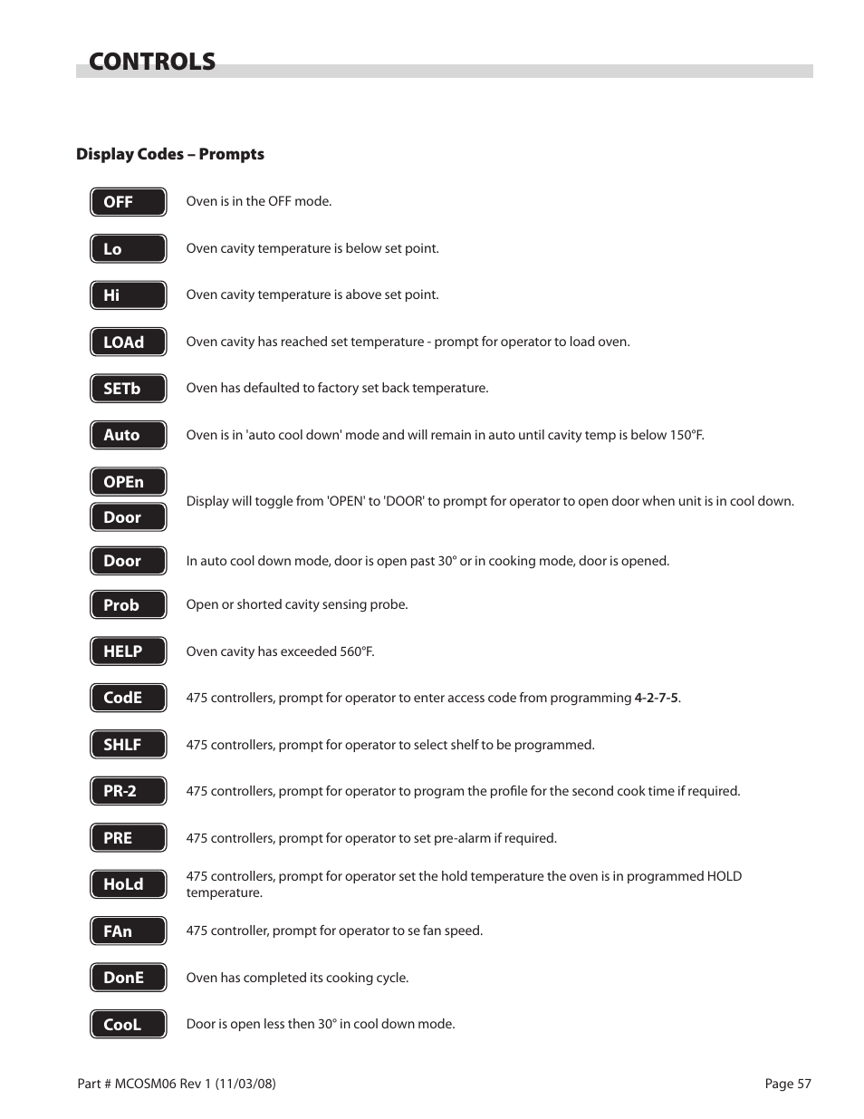 Controls | Garland 200 User Manual | Page 57 / 124