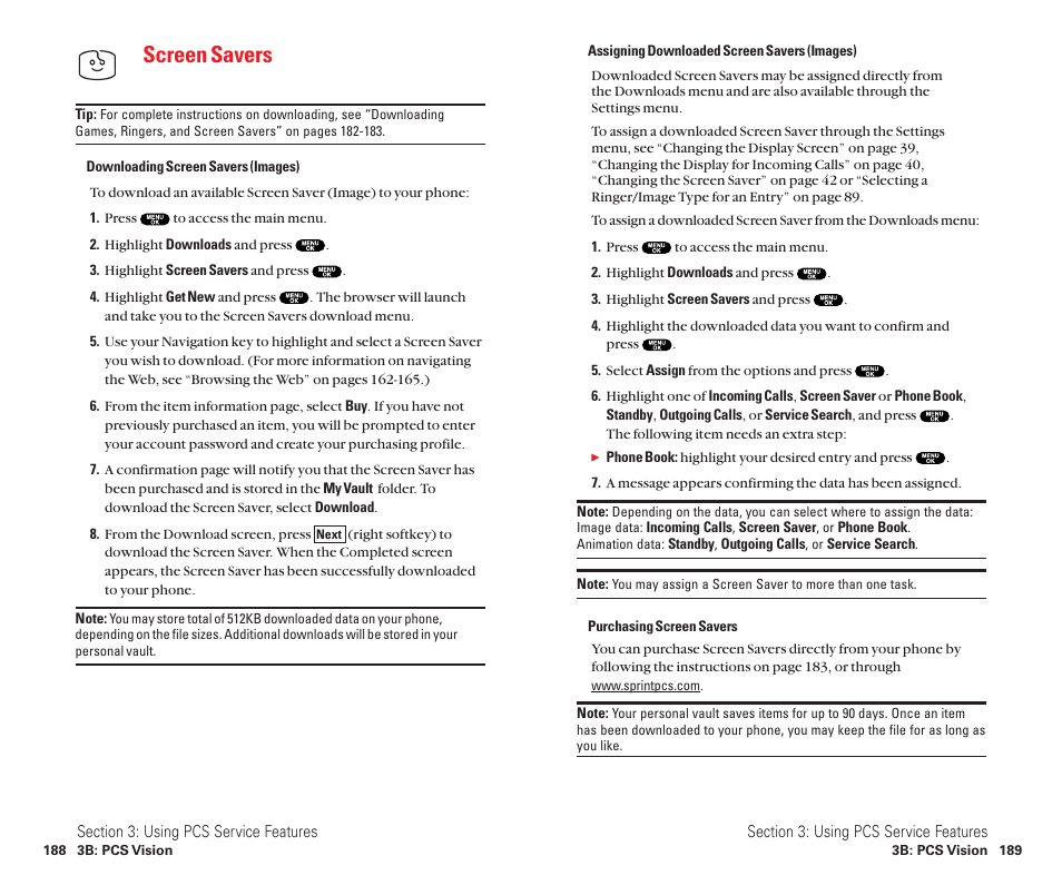 Screen savers | Sanyo Scp 8100 User Manual | Page 102 / 115