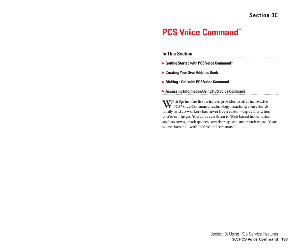 3c.pcs voice command, Pcs voice command | Sanyo Scp 8100 User Manual | Page 104 / 115