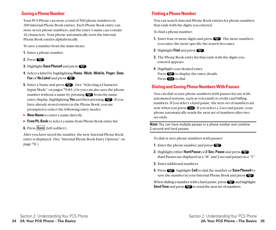 Saving a phone number, Finding a phone number, Dialing and saving phone numbers with pauses | Sanyo Scp 8100 User Manual | Page 20 / 115
