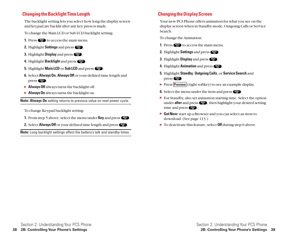 Changing the backlight time length, Changing the display screen | Sanyo Scp 8100 User Manual | Page 27 / 115