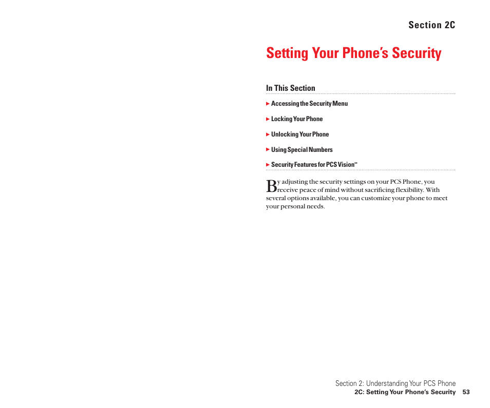 2c. setting your phone’s security, Setting your phone’s security | Sanyo Scp 8100 User Manual | Page 34 / 115