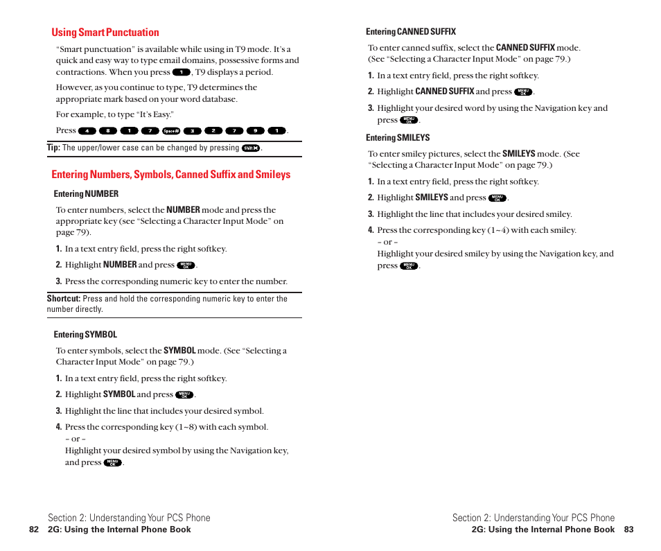 Using smart punctuation | Sanyo Scp 8100 User Manual | Page 49 / 115