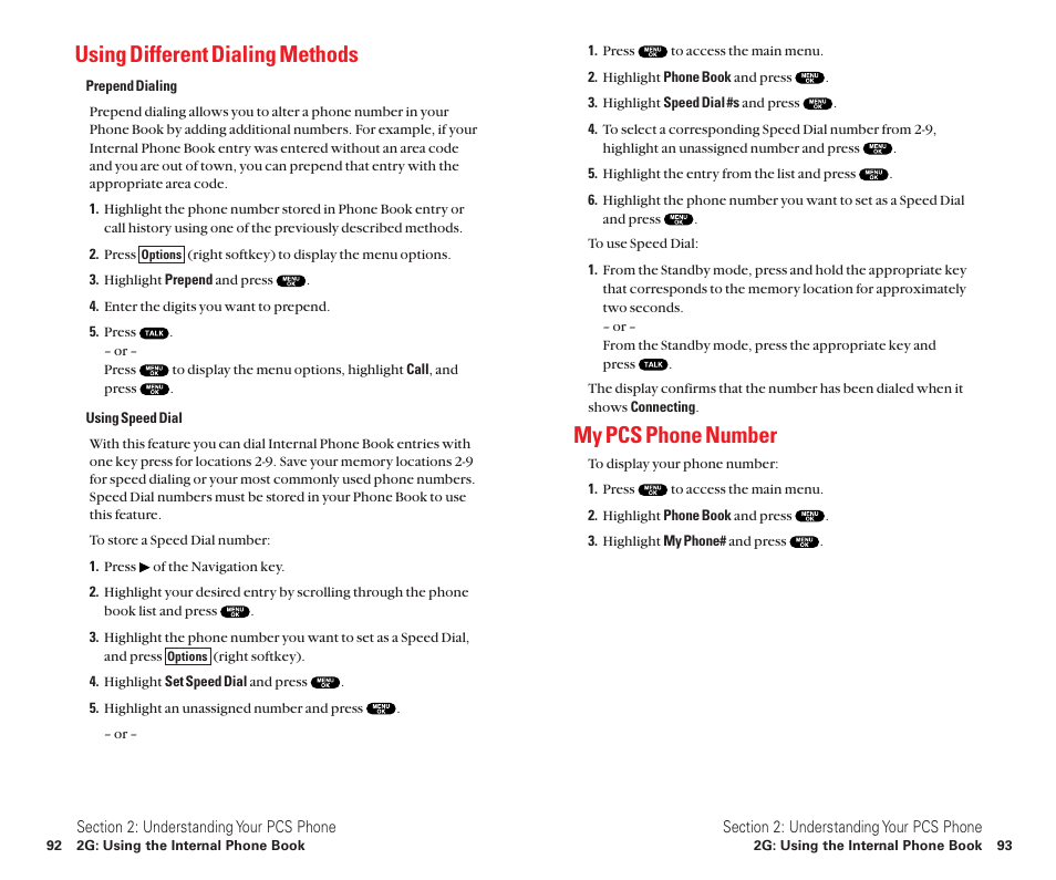 Using different dialing methods, My pcs phone number | Sanyo Scp 8100 User Manual | Page 54 / 115