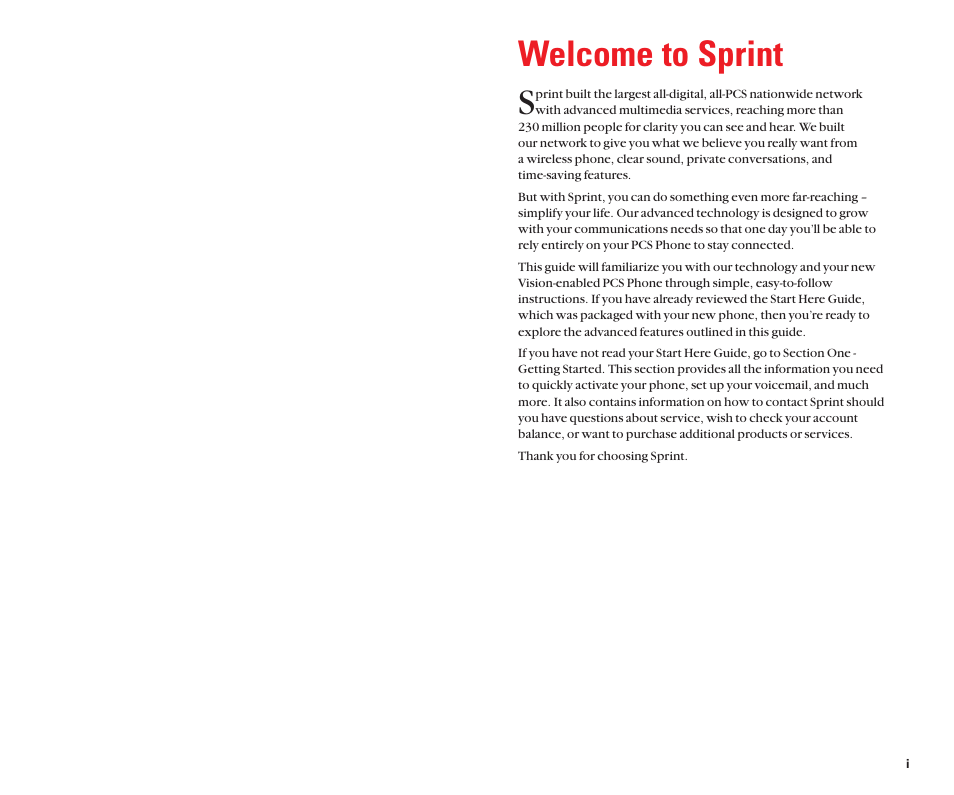 Welcome to sprint | Sanyo Scp 8100 User Manual | Page 6 / 115