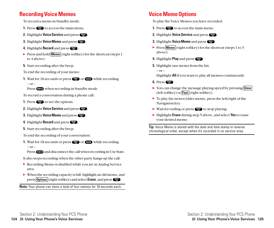 Recording voice memos, Voice memo options | Sanyo Scp 8100 User Manual | Page 70 / 115