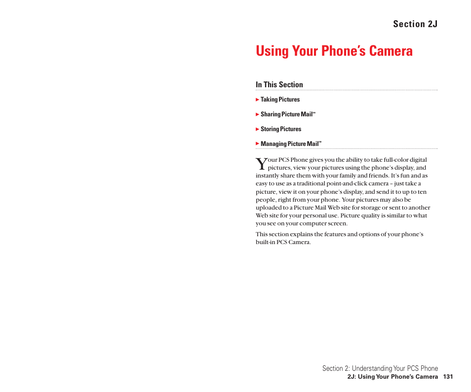 2j. using your phone’s camera, Using your phone’s camera | Sanyo Scp 8100 User Manual | Page 73 / 115