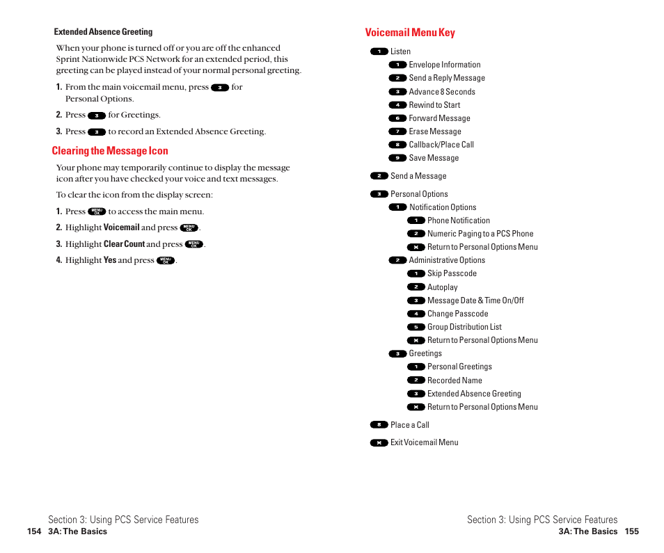 Clearing the message icon, Voicemail menu key | Sanyo Scp 8100 User Manual | Page 85 / 115