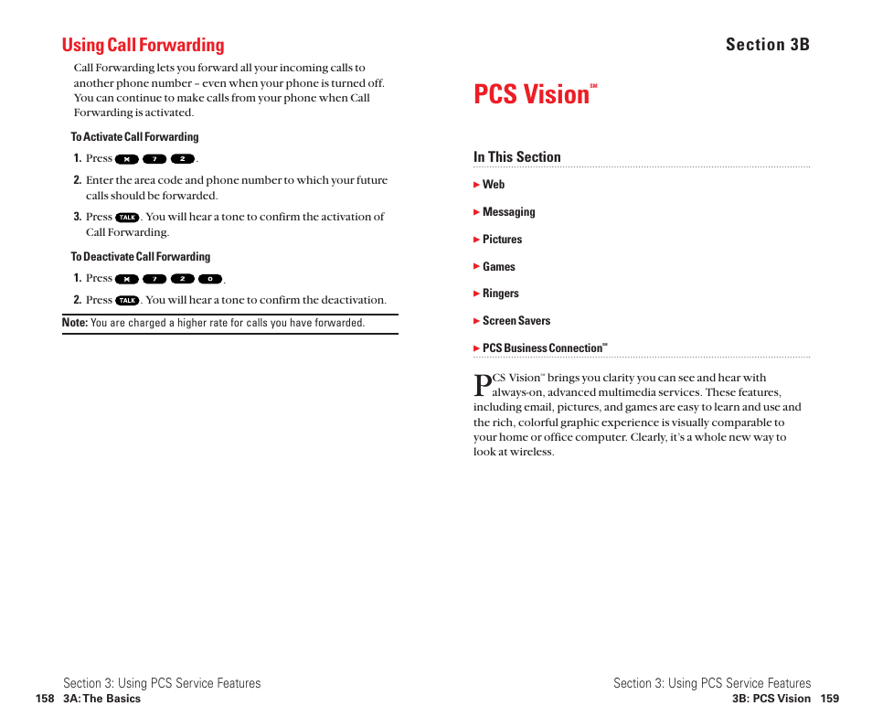 Using call forwarding, 3b.pcs vision, Pcs vision | Sanyo Scp 8100 User Manual | Page 87 / 115