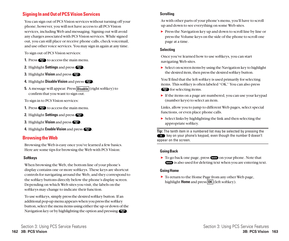 Signing in and out of pcs vision services, Browsing the web | Sanyo Scp 8100 User Manual | Page 89 / 115