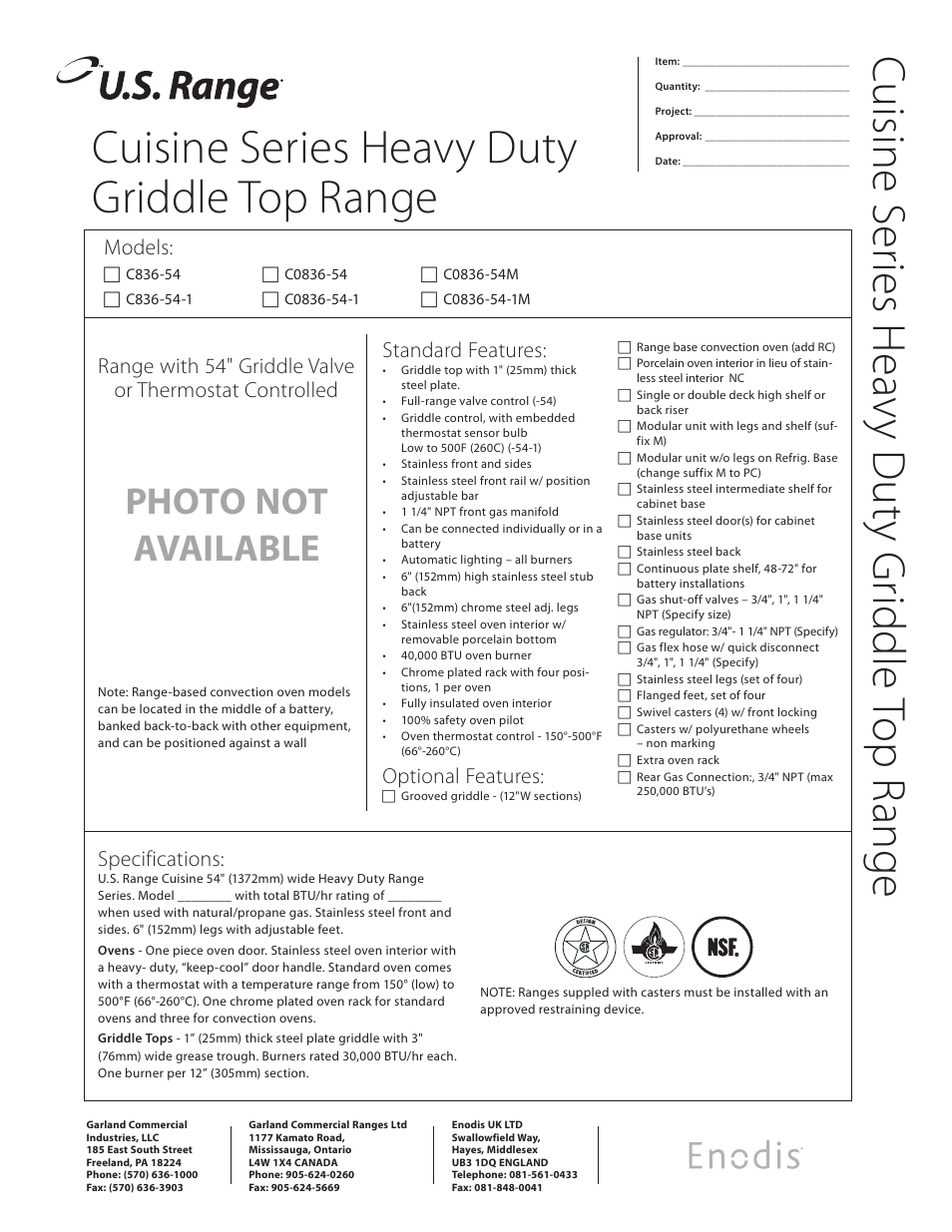 Garland C836-54-1 User Manual | 2 pages