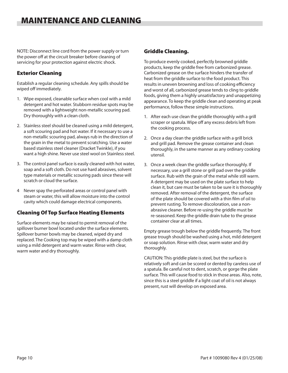 Maintenance and cleaning | Garland E24-72G User Manual | Page 10 / 12