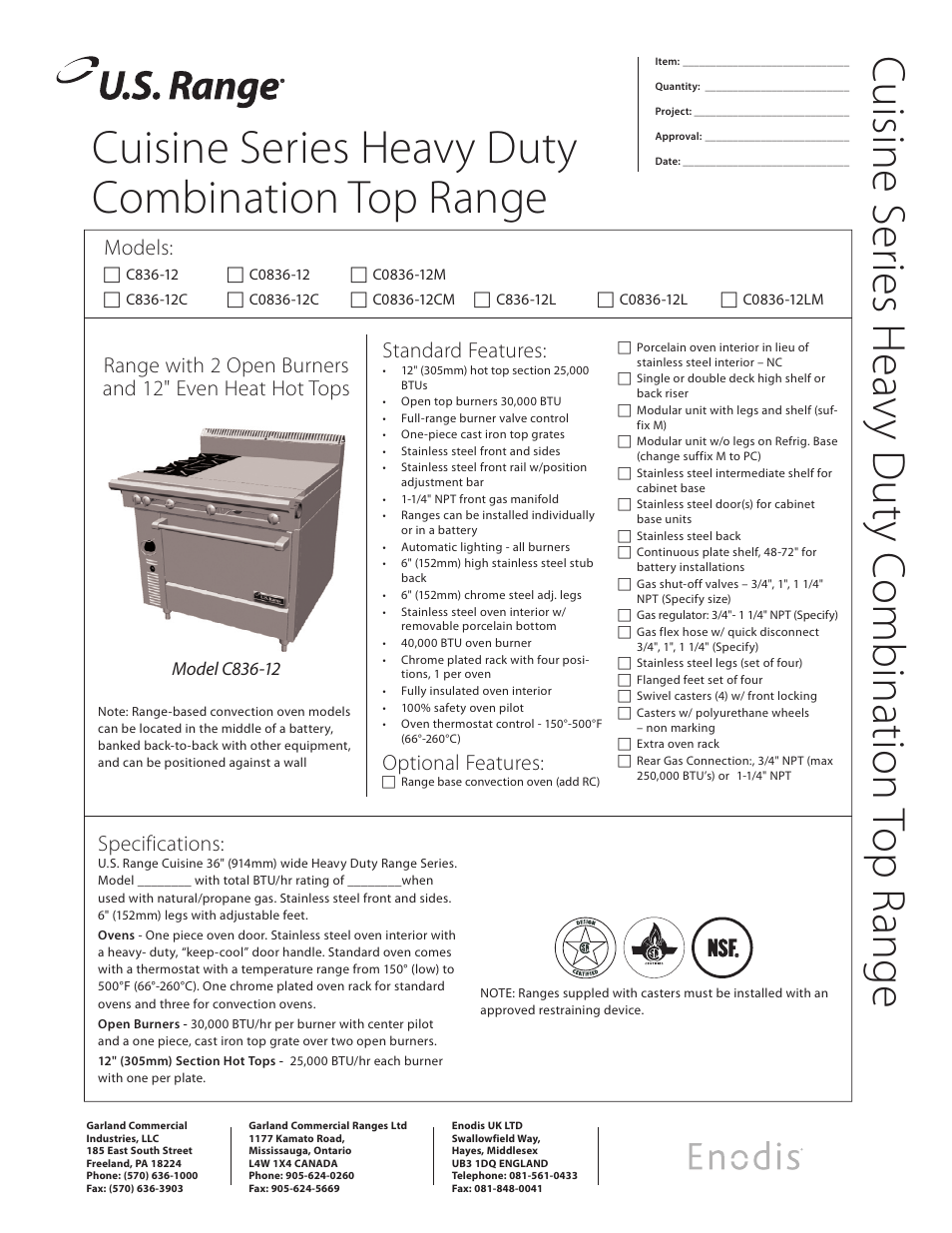 Garland C836-12L User Manual | 2 pages