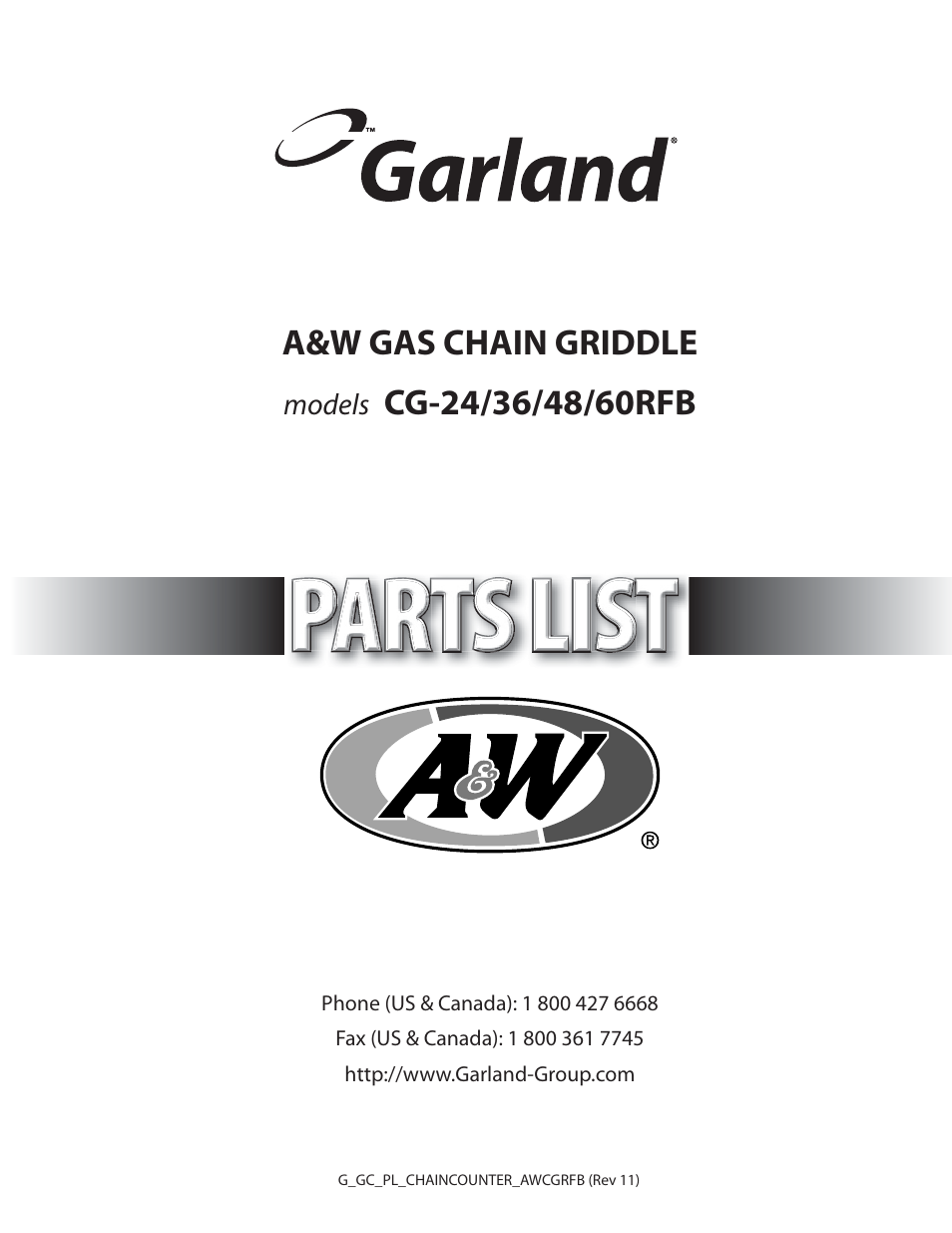 Garland A&W CG-24/36/48/60RFB User Manual | 12 pages