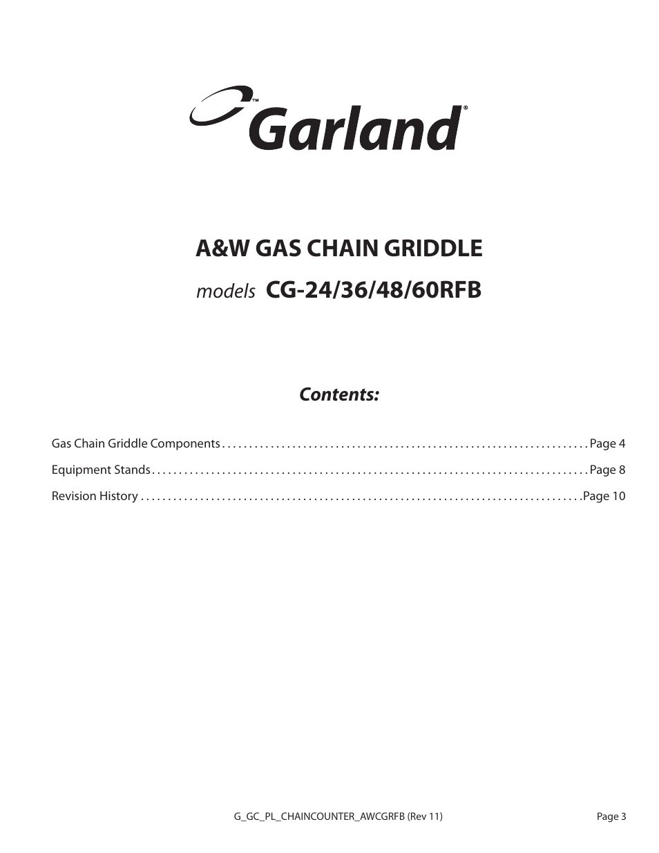 Garland A&W CG-24/36/48/60RFB User Manual | Page 3 / 12