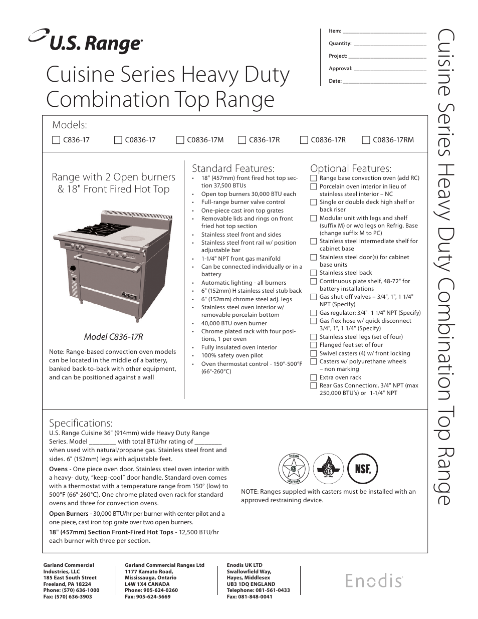 Garland C836-17R User Manual | 2 pages