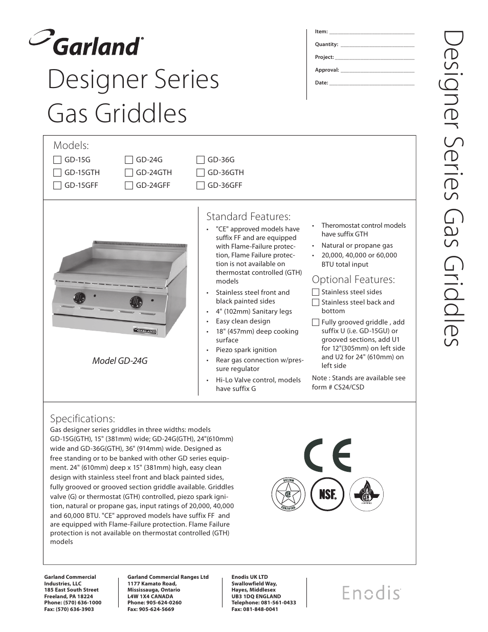 Garland GD-15GFF User Manual | 2 pages