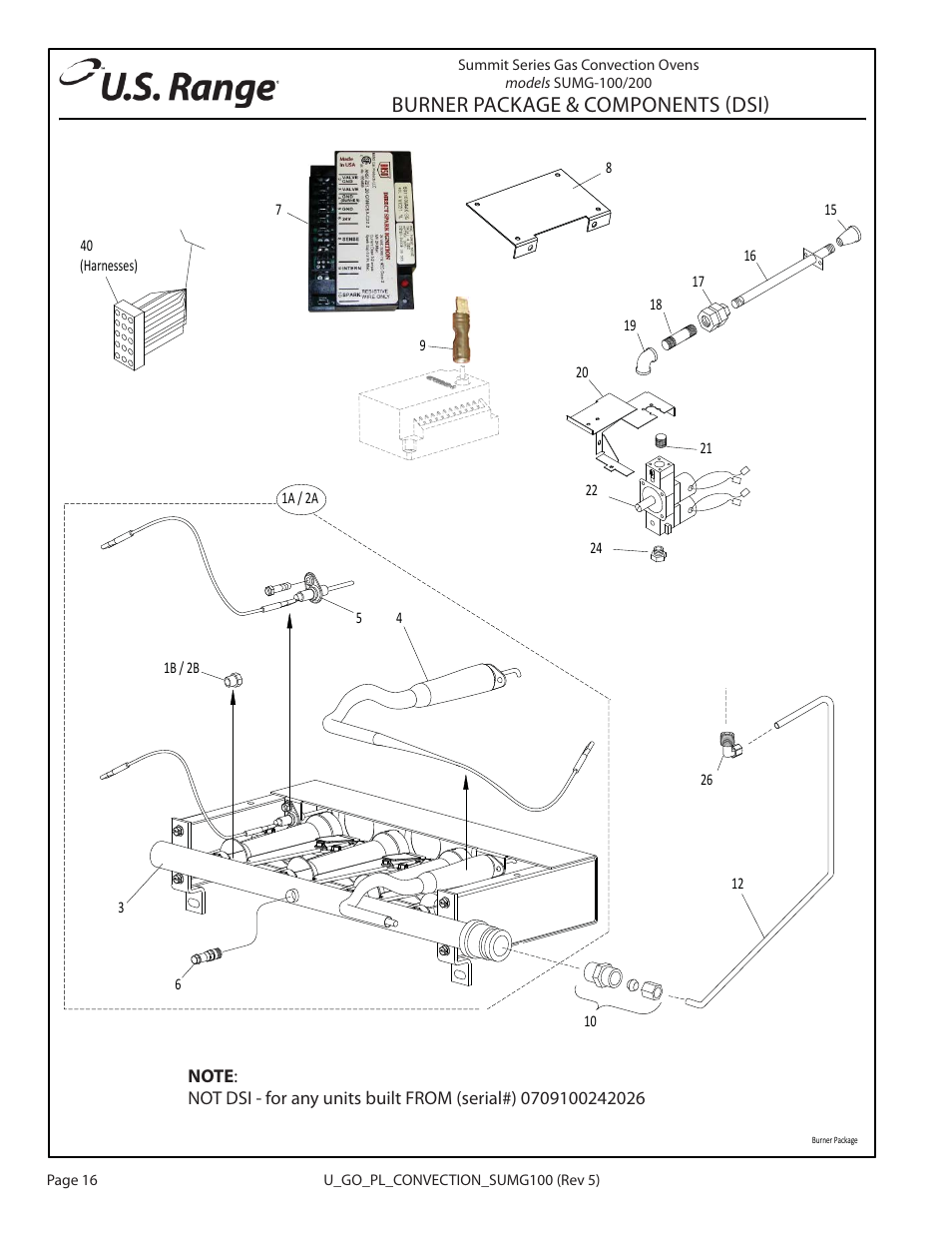 Burner package & components (dsi) | Garland SUMG-100 (GAS) User Manual | Page 16 / 28