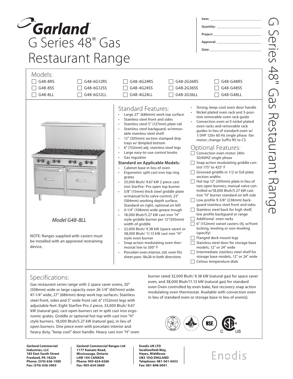 Garland G48-G48LL User Manual | 2 pages