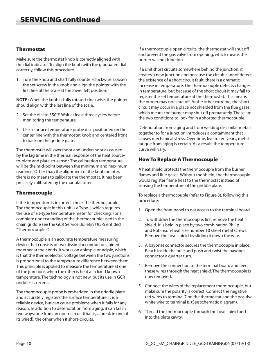 Servicing continued | Garland CG-72 User Manual | Page 10 / 20