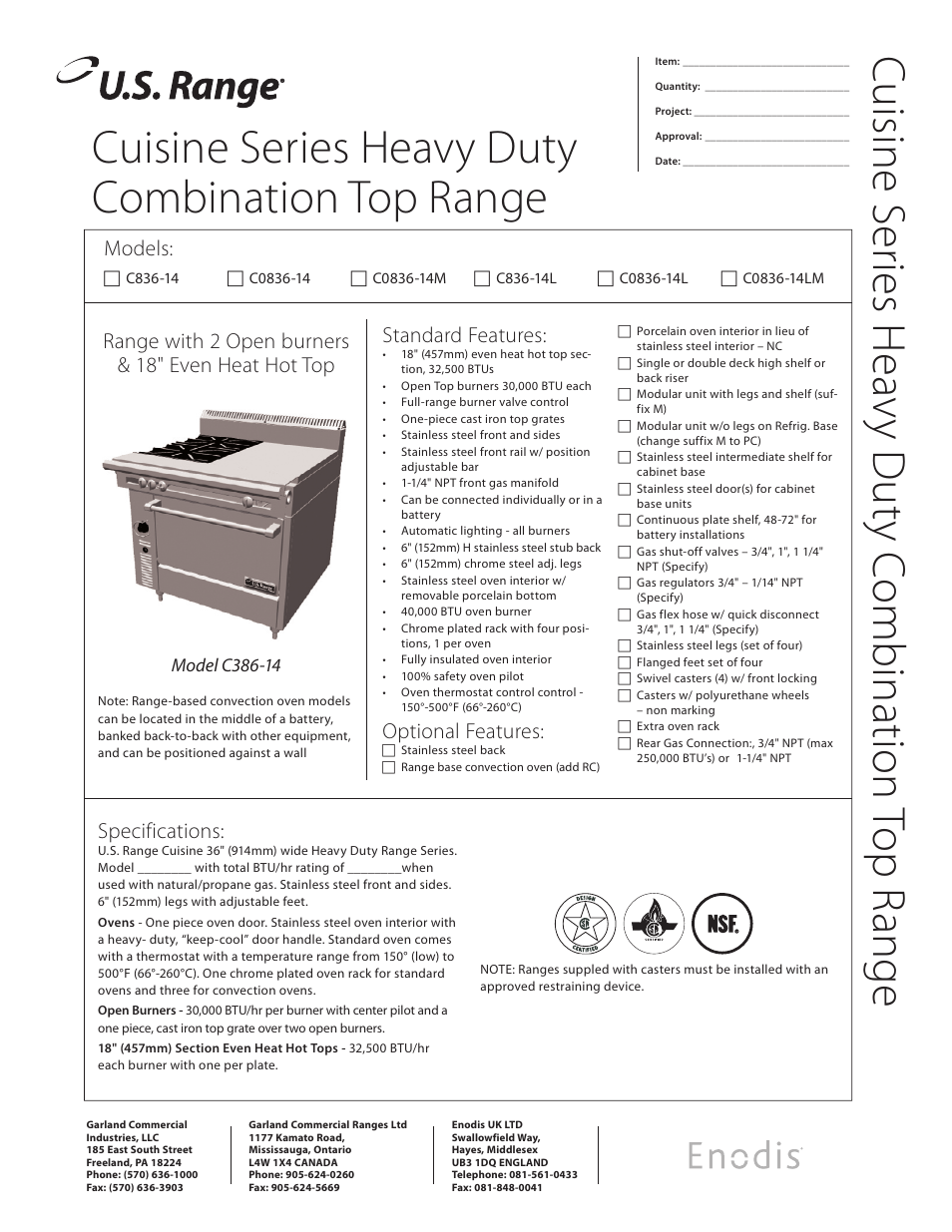 Garland C836-14 User Manual | 2 pages