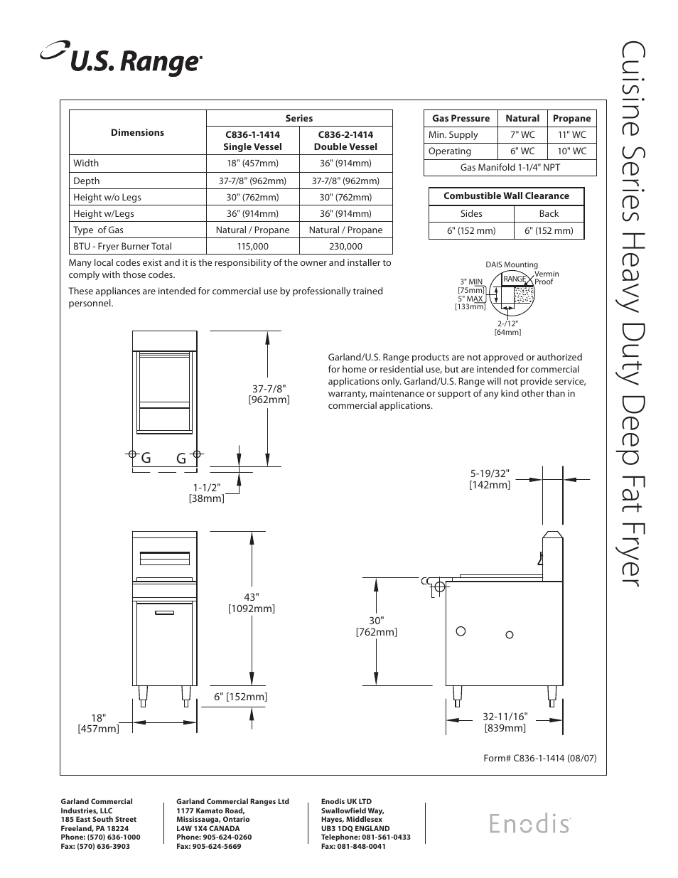 Garland C836-1-1414-WS User Manual | Page 2 / 2