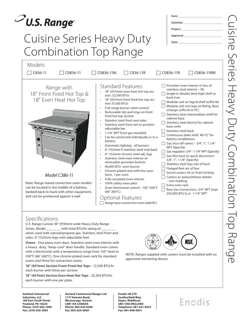 Garland C836-11R User Manual | 2 pages