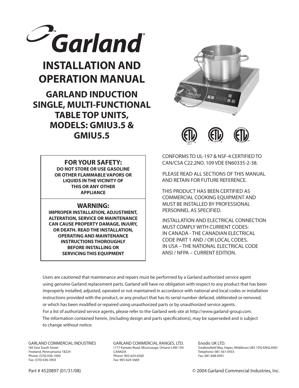 Garland GMIU5.5 User Manual | 16 pages