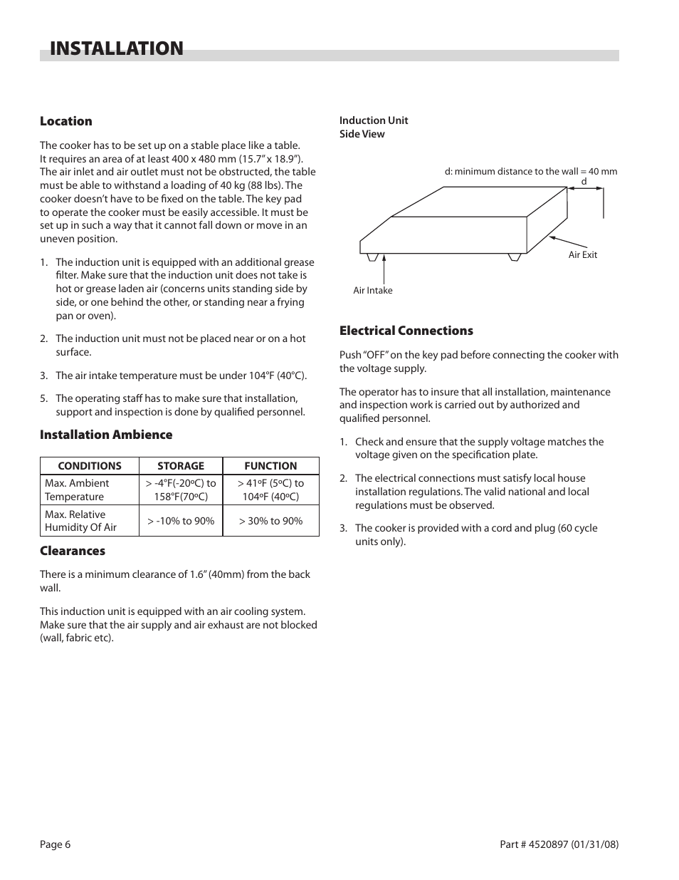 Installation | Garland GMIU5.5 User Manual | Page 6 / 16