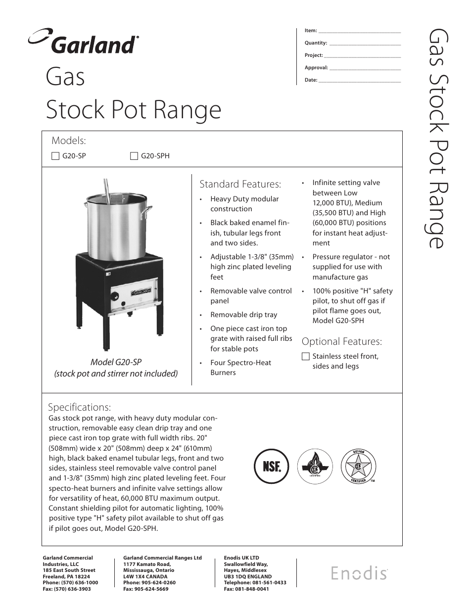 Garland G20-SP User Manual | 2 pages