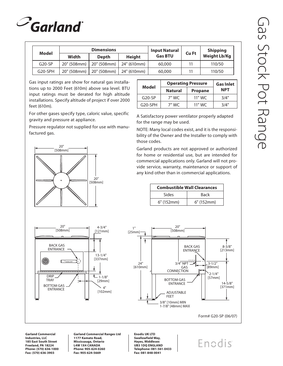 Gas st oc k p ot ra ng e | Garland G20-SP User Manual | Page 2 / 2