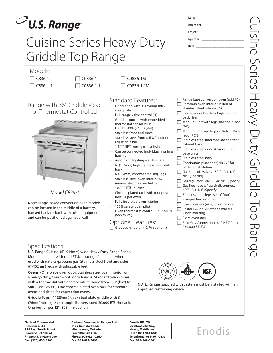 Garland C0836-1 User Manual | 2 pages