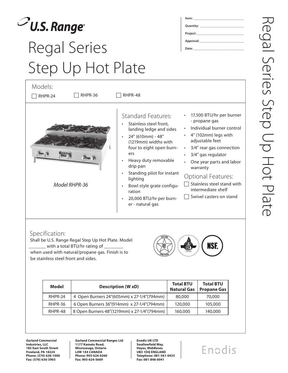 Garland RHPR-48 User Manual | 2 pages
