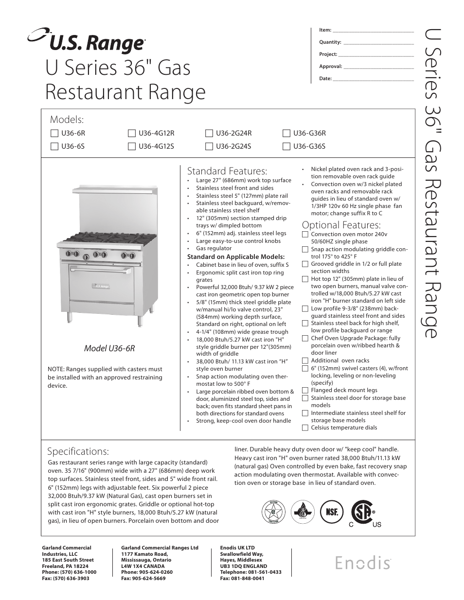 Garland U36-G36S User Manual | 2 pages