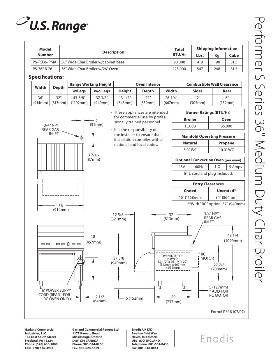 Garland Enodis PS-36RB-26 User Manual | Page 2 / 2