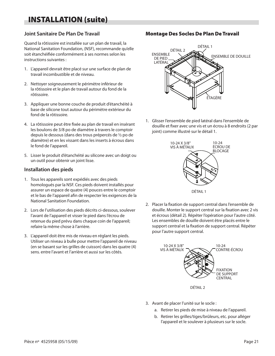 Installation (suite) | Garland G18-BRL User Manual | Page 21 / 40
