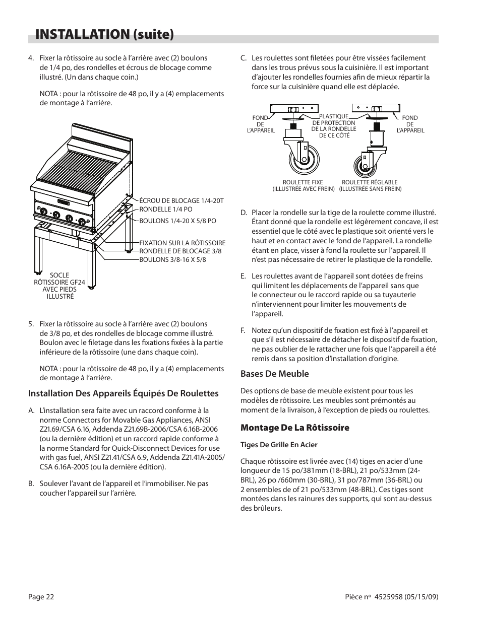 Installation (suite) | Garland G18-BRL User Manual | Page 22 / 40