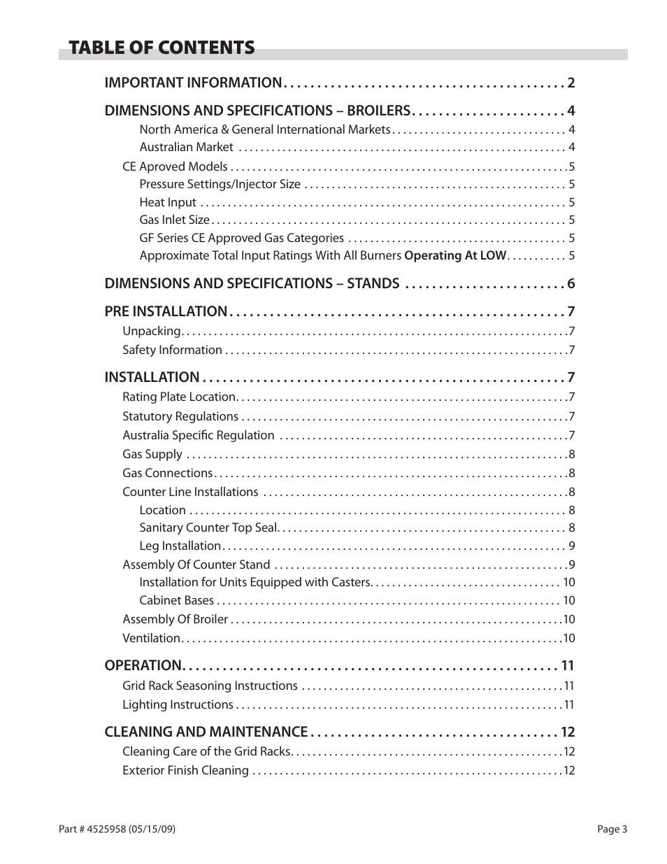 Garland G18-BRL User Manual | Page 3 / 40