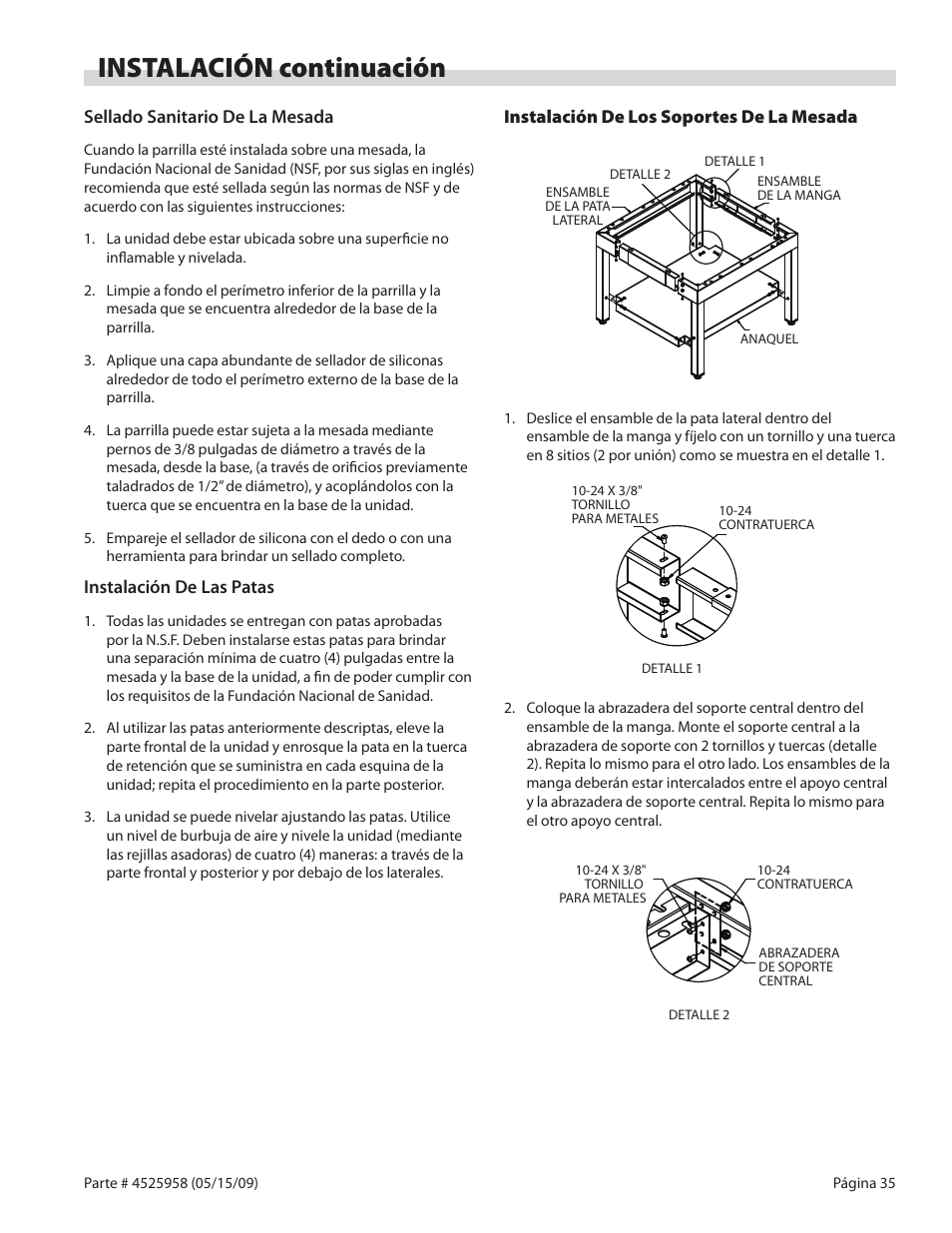 Instalación continuación | Garland G18-BRL User Manual | Page 35 / 40