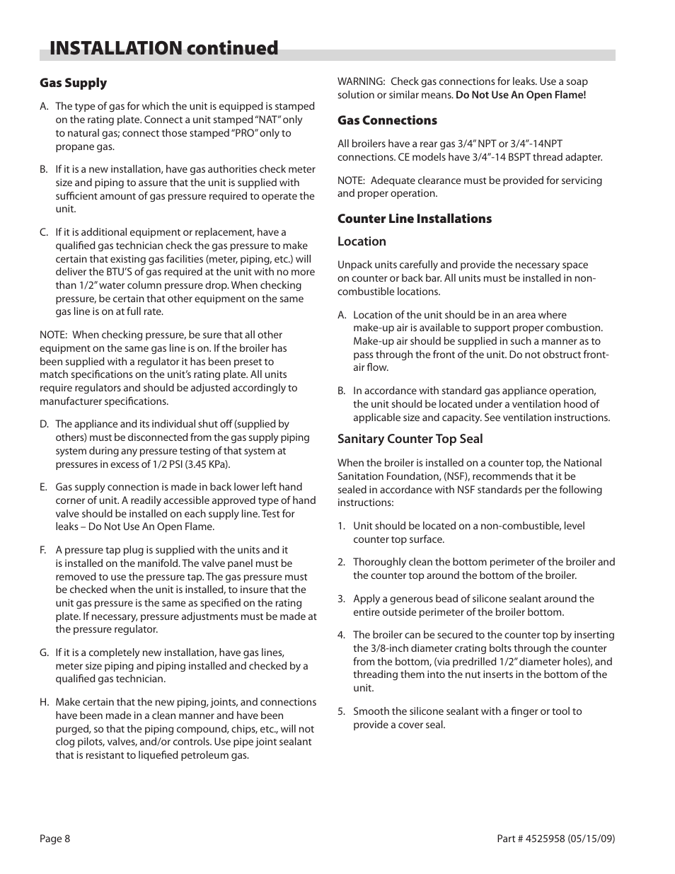 Installation continued | Garland G18-BRL User Manual | Page 8 / 40