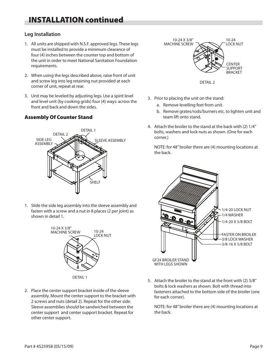 Installation continued | Garland G18-BRL User Manual | Page 9 / 40