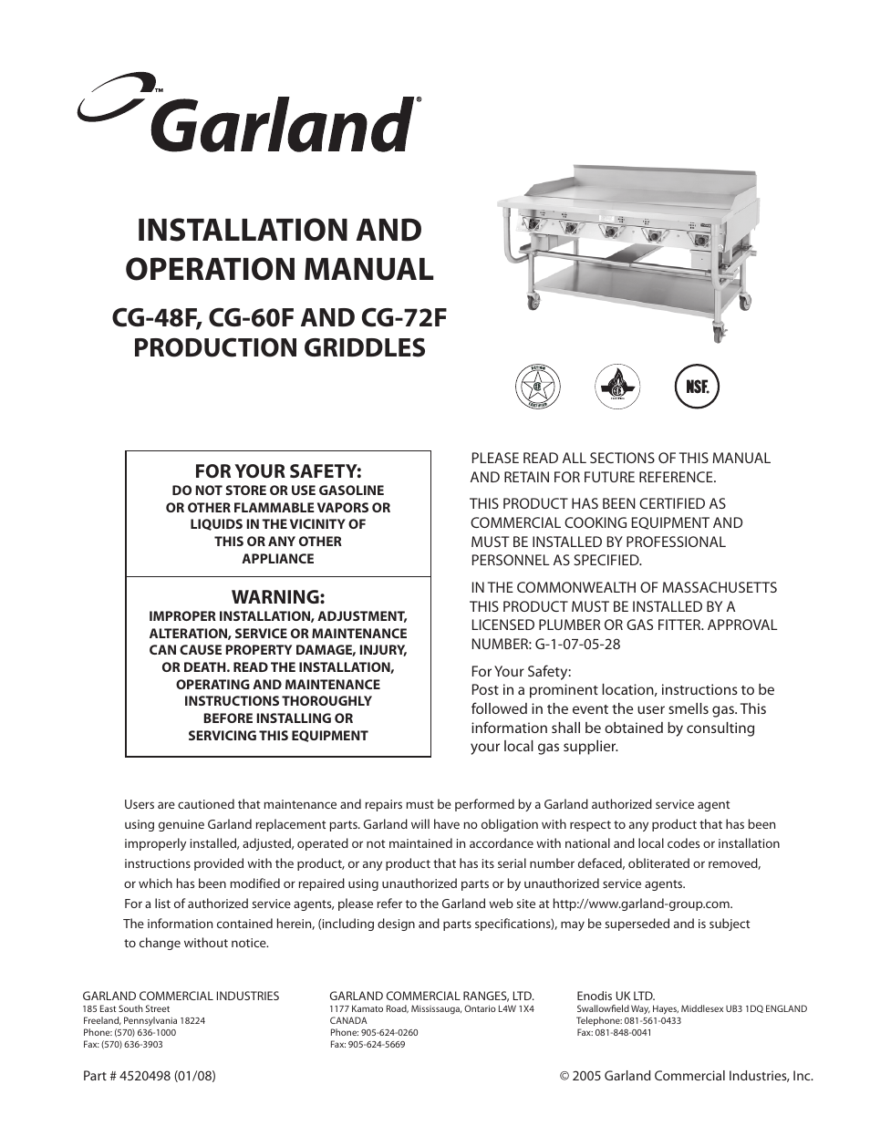 Garland CG-48F User Manual | 12 pages