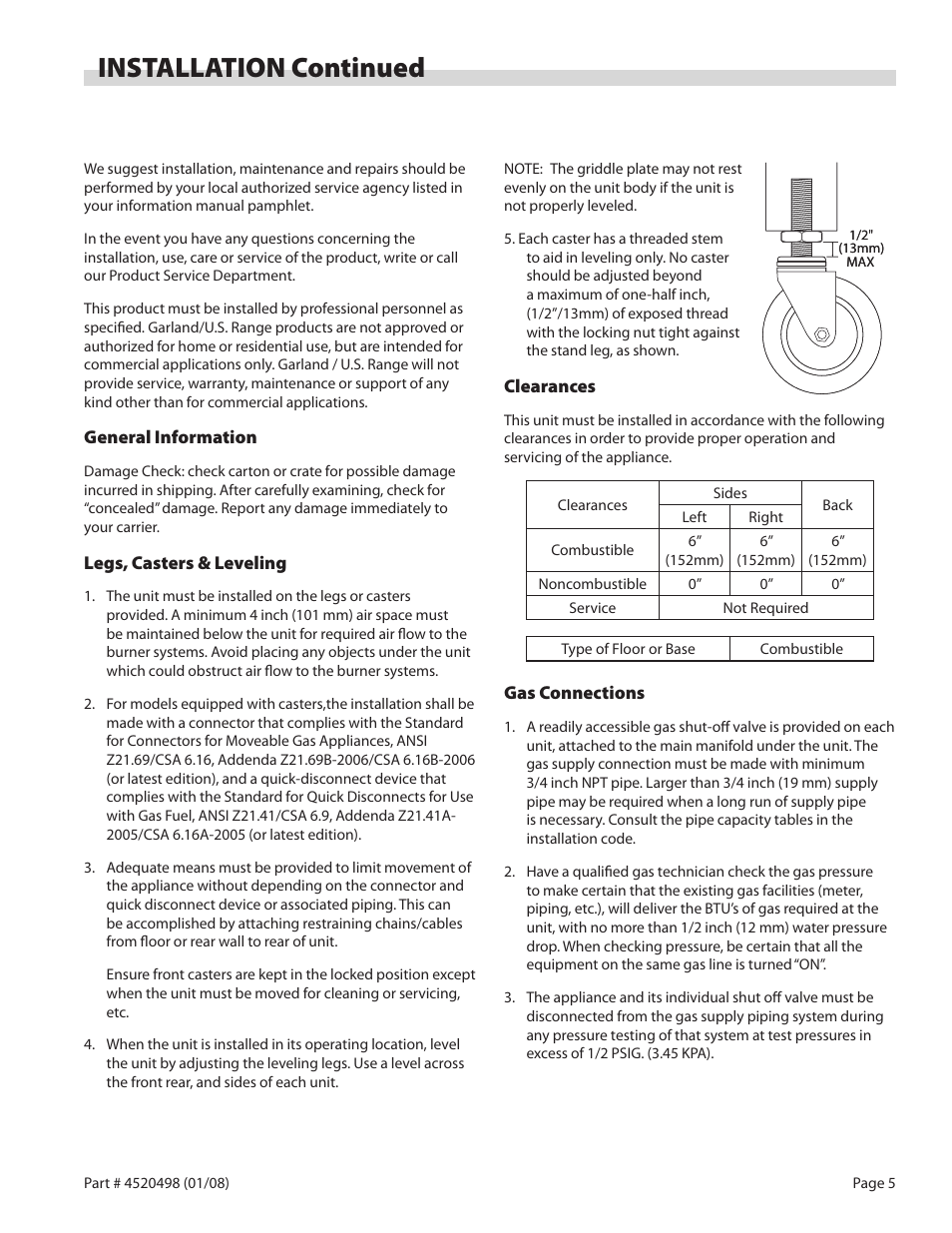 Installation continued | Garland CG-48F User Manual | Page 5 / 12