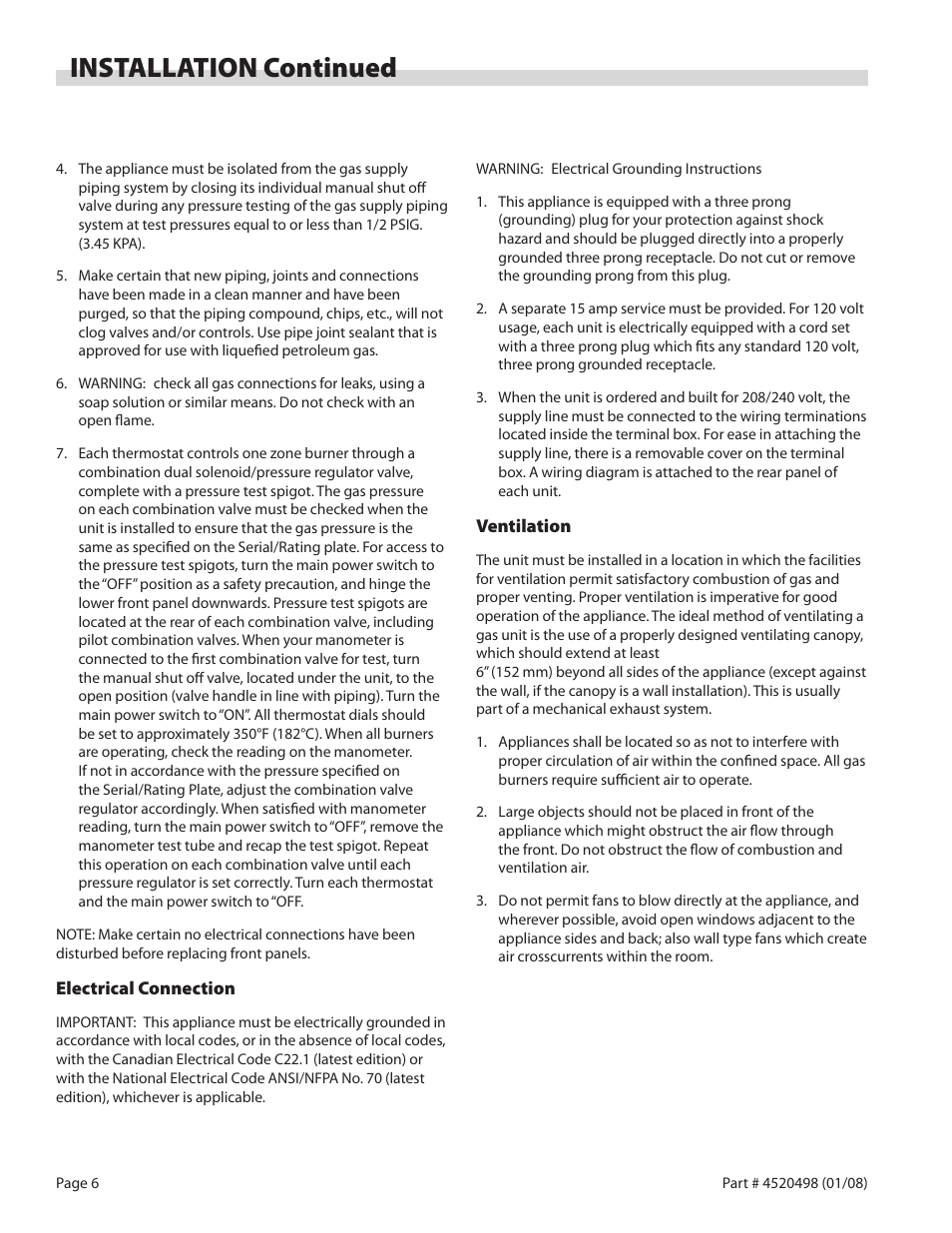 Installation continued | Garland CG-48F User Manual | Page 6 / 12