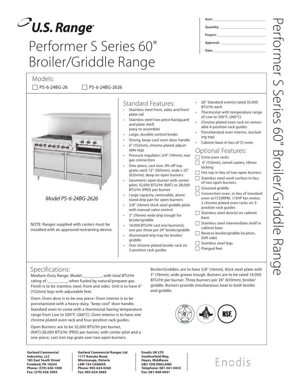Garland PS-6-24BG-26 User Manual | 2 pages