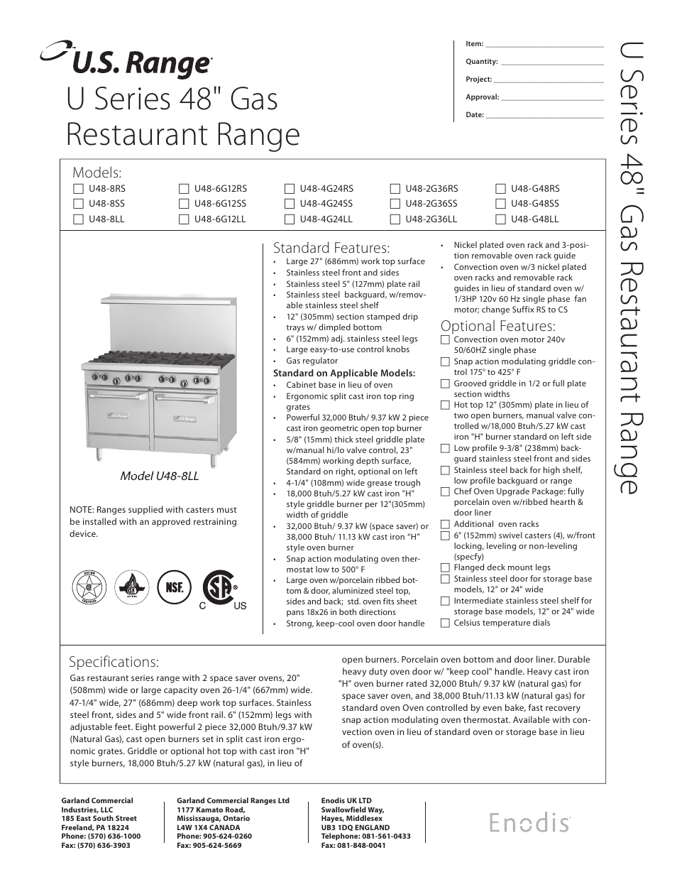 Garland U48-G48LL User Manual | 2 pages