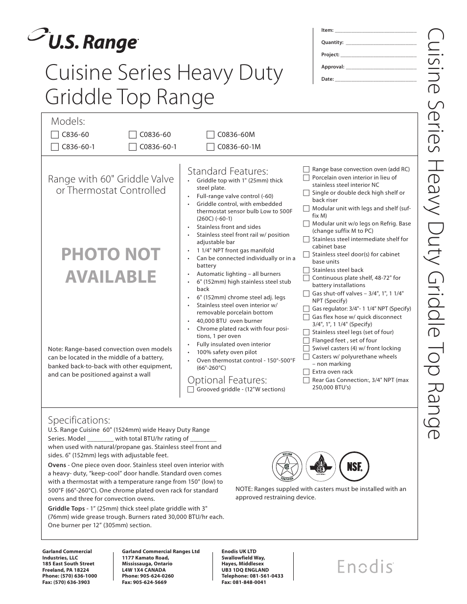 Garland C0836-60M User Manual | 2 pages