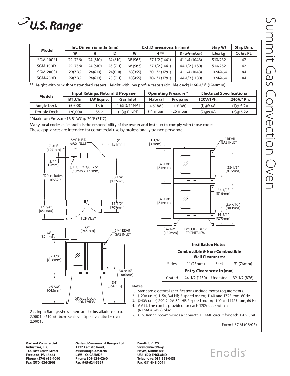 Su m m it g as c on ve cti on o ve n | Garland SGM-200S1 User Manual | Page 2 / 2