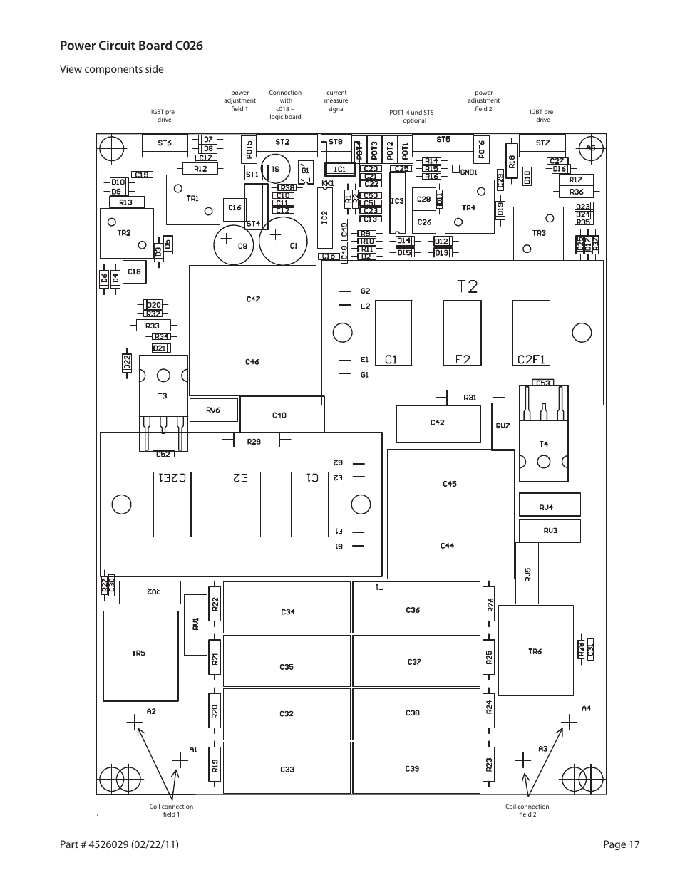 Power circuit board c026, View components side | Garland 7000 User Manual | Page 17 / 20
